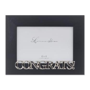 Imagem de Moldura preta 10 x 15 cm - ícone de parabéns prata