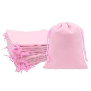 Imagem de Mandala Crafts Sacos de cordão de veludo rosa 10 x 12 cm – 50 bolsas pequenas de veludo com cordão a granel para lembrancinhas de festa e casamento, embrulho de presente, embalagem e sacolas de joias