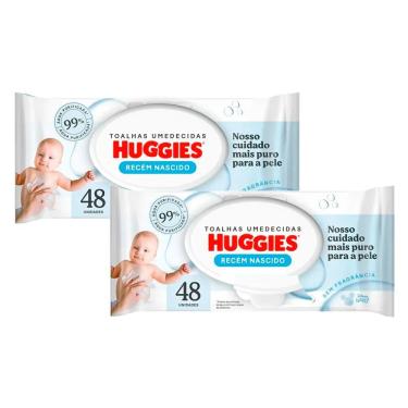 Imagem de Kit 2 Lenços Umedecidos Huggies Recém Nascido 48 Unidades