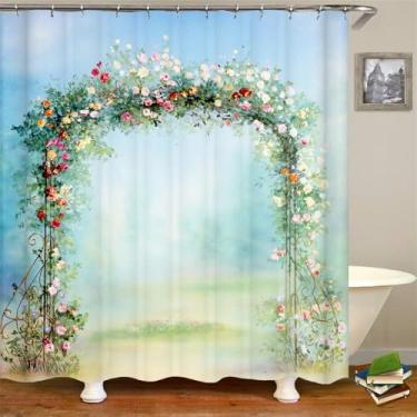 Imagem de Cortina de chuveiro impermeável para banheiro, poliéster, decoração para casa, cortina, jardim dos sonhos, flores, paisagem, estampada, cortinas de chuveiro, DM2251, L210 x A180 cm