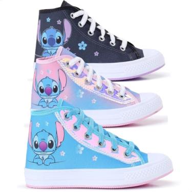 Imagem de Kit 3 Pares Tênis Feminino Stit Infantil Botinha Casual All (Preto/Rosa/Azul, BR, Criança de 4 a 8 anos, Numérico, 25)