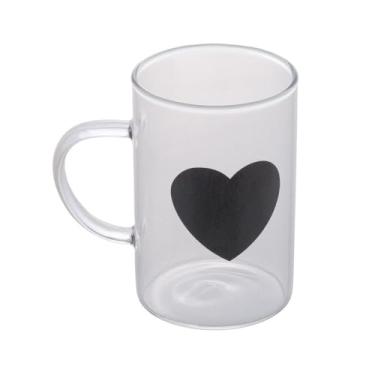 Imagem de LYOR - Caneca de Vidro Borossilicato Resistente ao Calor Black Heart 280ml
