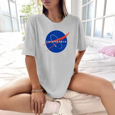Imagem de Camisa Camiseta Feminina Estampada Nasa Engenharia 100% Algodão Fio 30
