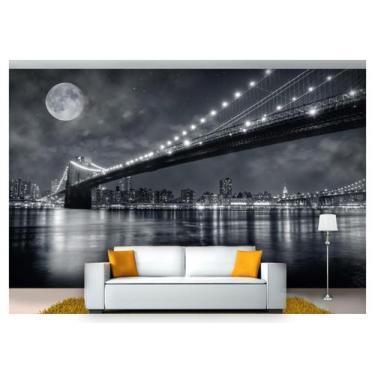 Imagem de Papel De Parede Lua Cheia Ponte Brooklyn 3D Lua05 - Você Decora