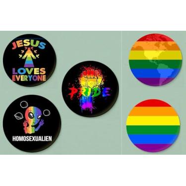 Imagem de Bottons LGBT LGBTQIA+ Pride 5 Unidades 3,2cm - broche button pin (Kit 2)