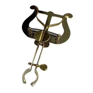 Imagem de Almencla Grampo para partitura de trompete portátil, prático, profissional, fácil de instalar, prático, resistente, grampo para lira de marcha de trompete, Ouro