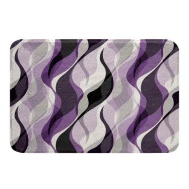 Imagem de Erosebridal Tapetes de banheiro listras roxas 50,8 cm x 81,3 cm Ombre roxo listrado tapete de banho moderno linhas aquarela, tapetes abstratos, tapete de entrada geométrico, decoração geométrica