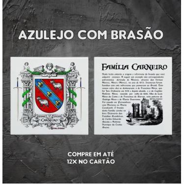 Imagem de Brasão da família carneiro no azulejo tamanho 20cmx20cm - @meu.brasao