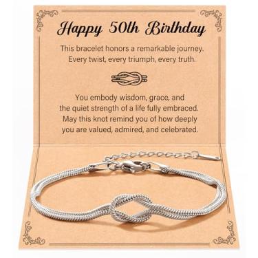 Imagem de Tarsus Pulseira de nó de amor, joias de aniversário, presentes de aniversário de 16/18/21/30/40/50 anos para mulheres, meninas e mulheres, average, Aço inoxidável, Sem Pedra Preciosa