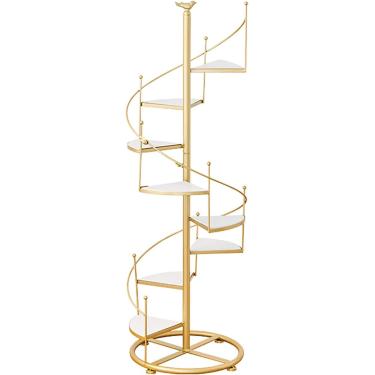 Imagem de Suporte De Vaso De Flores Giratório, Escada Em Espiral Suporte Para Plantas De Ferro, Vasos Decorativos Para Casa De Estilo Nórdico, Suporte Para Vasos De Plantas Para Pátio, Sala De Estar,