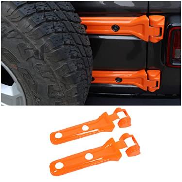 Imagem de CheroCar Para Jeep JL Tampa de dobradiça de porta traseira Suporte de pneu sobressalente Porta Traseira Guarnição Exterior Acessórios para Jeep Wrangler JL JLU 2018-2022 UP Sport X Sahara Rubicon
