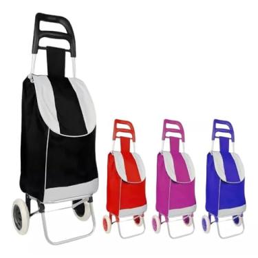 Imagem de Carrinho de Feira, Compras, Dobrável, Reforçado com Rodinha Bag Multiuso em Poliester, Leva Tudo, Supermercado, Feira, Artesanato, Ferramentas, Sacola Ecológica e Discreta. Cores Sortidas.