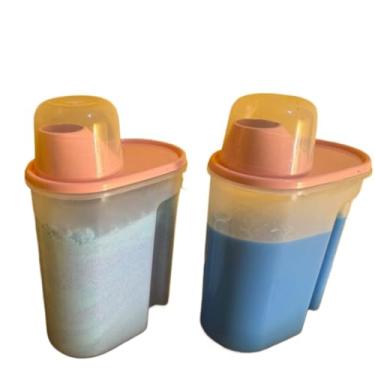 Imagem de Kit 2 Porta Sabão em Pó Liquido e Amaciante 1700ml com Copo de Medida(Rosa 2 Unidades)