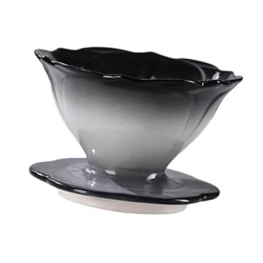 Imagem de IEUDNS Coador de café de cerâmica para despejar sobre cafeteira reutilizável decoração delicada para casa viagem café elegante ótimo presente em forma de, Preto