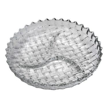 Imagem de Petisqueira De Vidro Cristal 3 Cavidades Petiscos Tira Gosto - Abelhud