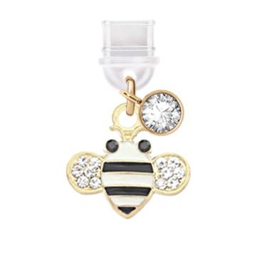 Imagem de ELISE & FONDA Porta de carregamento tipo C TP732, plugue antipoeira, pingente de celular Little Honey Bee para iPhone 15/16/Samsung/OnePlus/Xiaomi/oppo telefones Android (branco)