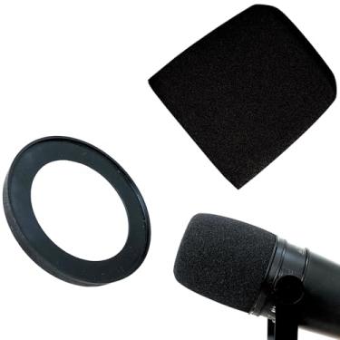 Imagem de RhymKawa Filtro pop MV7 de substituição para Shure MV7, MV7i, MV7+, MV7X, capa de para-brisa de microfone, com anel de retenção