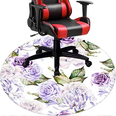 Imagem de Tapete de cadeira de escritório com flores, textura de flor, tapete de cadeira de mesa para piso de madeira de escritório em casa, protetor de piso de pilha baixa, redondo 78,7 cm