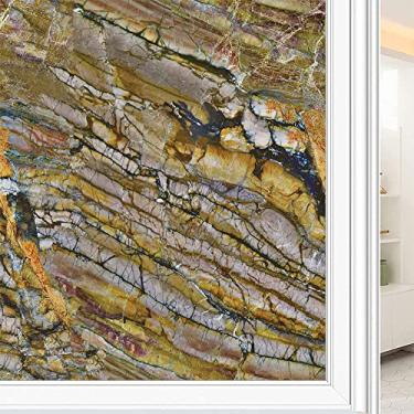 Imagem de Película de janela de privacidade de mármore, textura de estilo mármore, filme de vidro para sala de estar e escritório em casa, L90 x C 190 cm