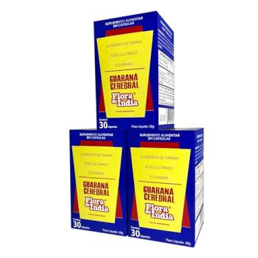Imagem de Kit 3x Guaraná Cerebral Flora da Índia 90 Cápsulas Foco Atenção Concentração