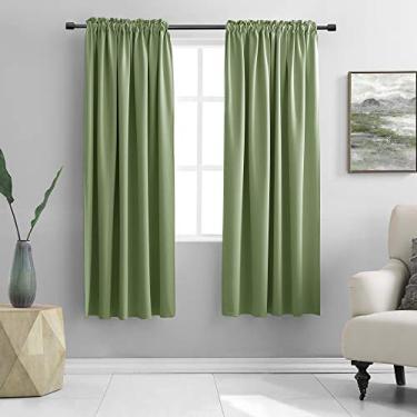 Imagem de DONREN Cortinas de cortina verde sálvia para quarto - Painéis de cortina com isolamento térmico para escurecimento da haste (106 cm L x 153 cm, 2 painéis)