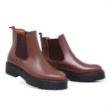 Imagem de Bota Chelsea Feminina Couro Versátil - Lecas, Marrom, 36
