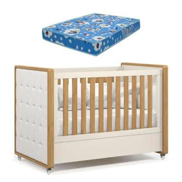 Imagem de Berço Tutto New com Capitone Matic 100% MDF Cor Off White Freijo e Col