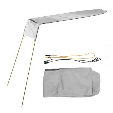 Imagem de Caiaque tonalidade dossel portátil portátil barco dobrável toldo conjunto abrigo de proteção solar para caiaques canoas barcos embarcações de nylon oxford maca de alumínio 147x61cm (Cinza claro)