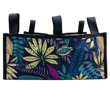 Imagem de YELAIYEHAO Bolsa de armazenamento para andador, bolsa organizadora para cadeira de rodas, 2 tamanhos - médio 33 x 23 x 15 cm, grande 37 x 24 x 19,5 cm, estampa de leopardo (folhas de bordo, 33 x 23 x