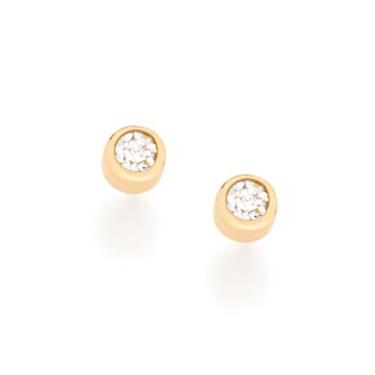 Imagem de BRINCO INFANTIL SOLITÁRIO COM 2 ZIRCÔNIAS (PAR) . MED. 2 MM Brinco fem