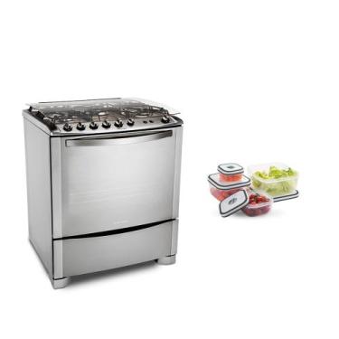 Imagem de Kit Fogão de Piso 5 Queimadores (76STX) + 4 Potes - Electrolux, Bivolt