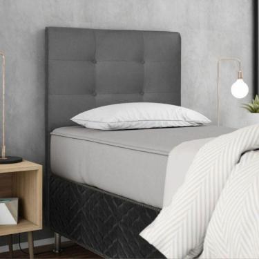 Imagem de Cabeceira Estofada Cama Box Solteiro 90 Cm Atena Suede Bege Cinza