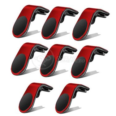 Imagem de Kit 8 Suporte Adaptador Magnético Veicular Universal Clip Car Holder Para Painel De Carro Tipo L  - VERMELHO