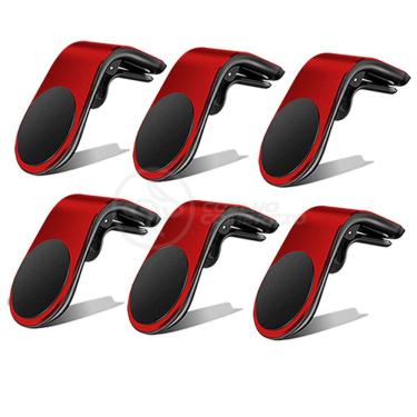 Imagem de Kit 6 Suporte Adaptador Magnético Veicular Universal Clip Car Holder Para Painel De Carro Tipo L  - VERMELHO