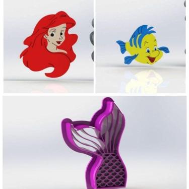 Imagem de Cortador Kit Pequena Sereia e Linguado e Cauda Tamanho 6cm