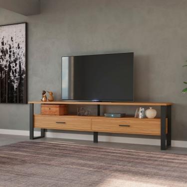 Imagem de Rack Industrial 220cm C/ 2 Gavetas- Pradel Freijó/preto Fosco