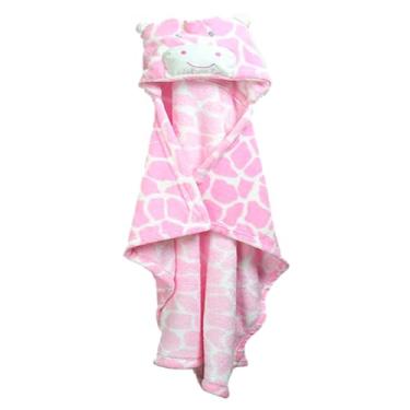 Imagem de UAZNegozio Toalhas de banho com capuz infantil cobertor de flanela macio e aconchegante vestível roupão de banho infantil, Girafa rosa, 0-5T