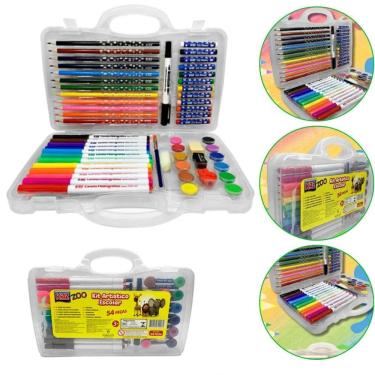 Imagem de Kit Artístico Com 54 Peças Maleta De Desenho Escolar Kz909