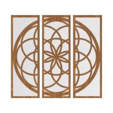 Imagem de Quadro Decorativo Carvalho Mdf Mandala Linear 40X20Cm