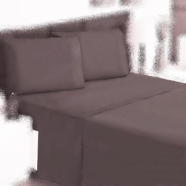Imagem de Jogo Cama Casal 3P Lençol Sem Elástico + Fronha 100% Algodão - Ametist