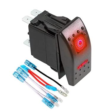 Imagem de FXC Interruptor De Balancim Momentâneo 7 Pinos Laser (Ligado)/Desligado/(Ligado) Luz Led Vermelha 20A/12V 10A/24V Com Conjunto Fios Ligação Para Automóveis, Barcos, Caminhões, Jipes, Off-Road, Ônibu