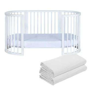 Imagem de Kit 2 Lençóis de Elástico Berço Crescer Fase 2 Oval 138cm x 68cm Branco Arrumadinho Enxovais