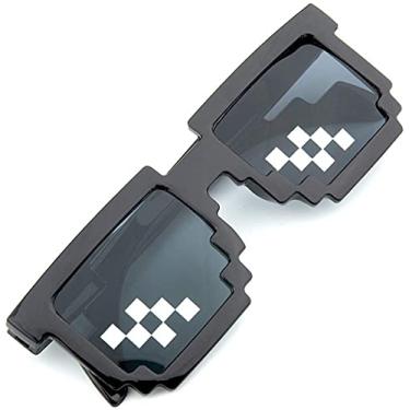 Imagem de Óculos de sol Thug Life Classic Black Retro Style 8 Bit Pixel Sun Shades Pixelated Meme Óculos unissex para homens, mulheres, meninos, meninas, festas, piadas engraçadas, adereços de festa