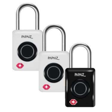 Imagem de Kit 3 Cadeados TSA Digital 35B 2x Branco e Preto com Biometria e Senha Numérica – Leitura Rápida e Alta Segurança para Viagens