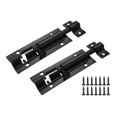 Imagem de bociloy 2 peças de trava deslizante de aço inoxidável preto de 7,6 cm, trava de segurança para serviço pesado, porta externa, janela, fecho, barril, parafuso deslizante, ferrolho de bloqueio de portão