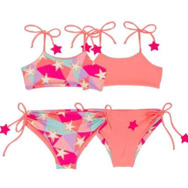 Imagem de Biquíni Dupla Face Infantil Menina Praia Piscina Lacinho - Fofotinhos,