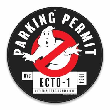 Imagem de Ghostbusters Ecto-1 permissão de estacionamento decoração de parede de metal - Placa de estacionamento divertida de caça-fantasmas para garagem ou caverna masculina