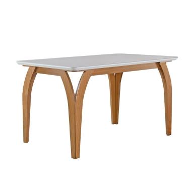 Imagem de Mesa De Jantar Agata 135cm 4 Lugares Com Tampo De Vidro Castanho Cinamomo/off White