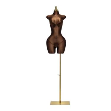 Imagem de Mannequin Torso de manequim feminino, equipado com suporte de metal removível para o manequim, para saias curtas, camisetas e camisas(Brown1)
