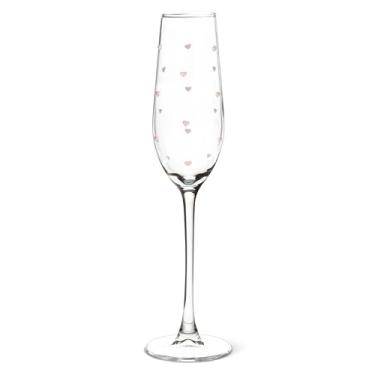 Imagem de Abbott Collection Taça de champanhe com corações texturizados - vidro, transparente/rosa, 26,7 cm A (227 g)